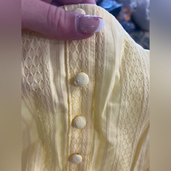 Lulus Khamari Yellow Textured Drop Waist Bubble-HemMini Dress - Picture 8 of 9